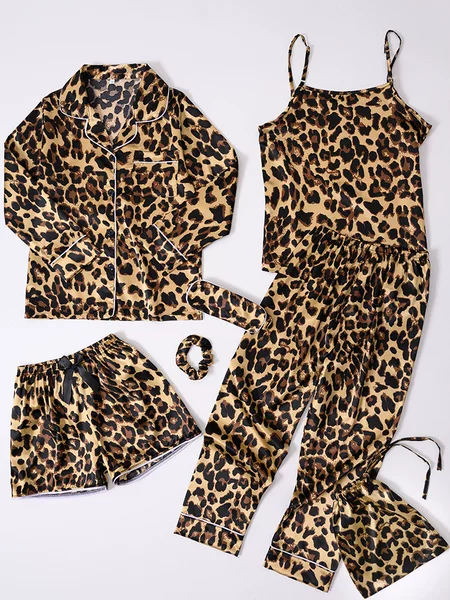 2025 Factory Direct Supply Cross-Border Ozon Kidsren's Silk Stripesd Pajamas Seven-Piece Home Clothes Set That Can Be Worn in All Seasons