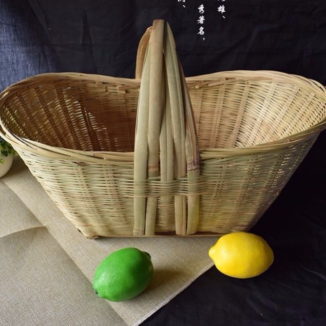 Cesta de bambú Cesta de frutas hecha a mano Cesta de productos de bambú Cesta de almacenamiento Cesta de huevos Cesta de bambú Cesta de mano Cesta de verduras de bambú