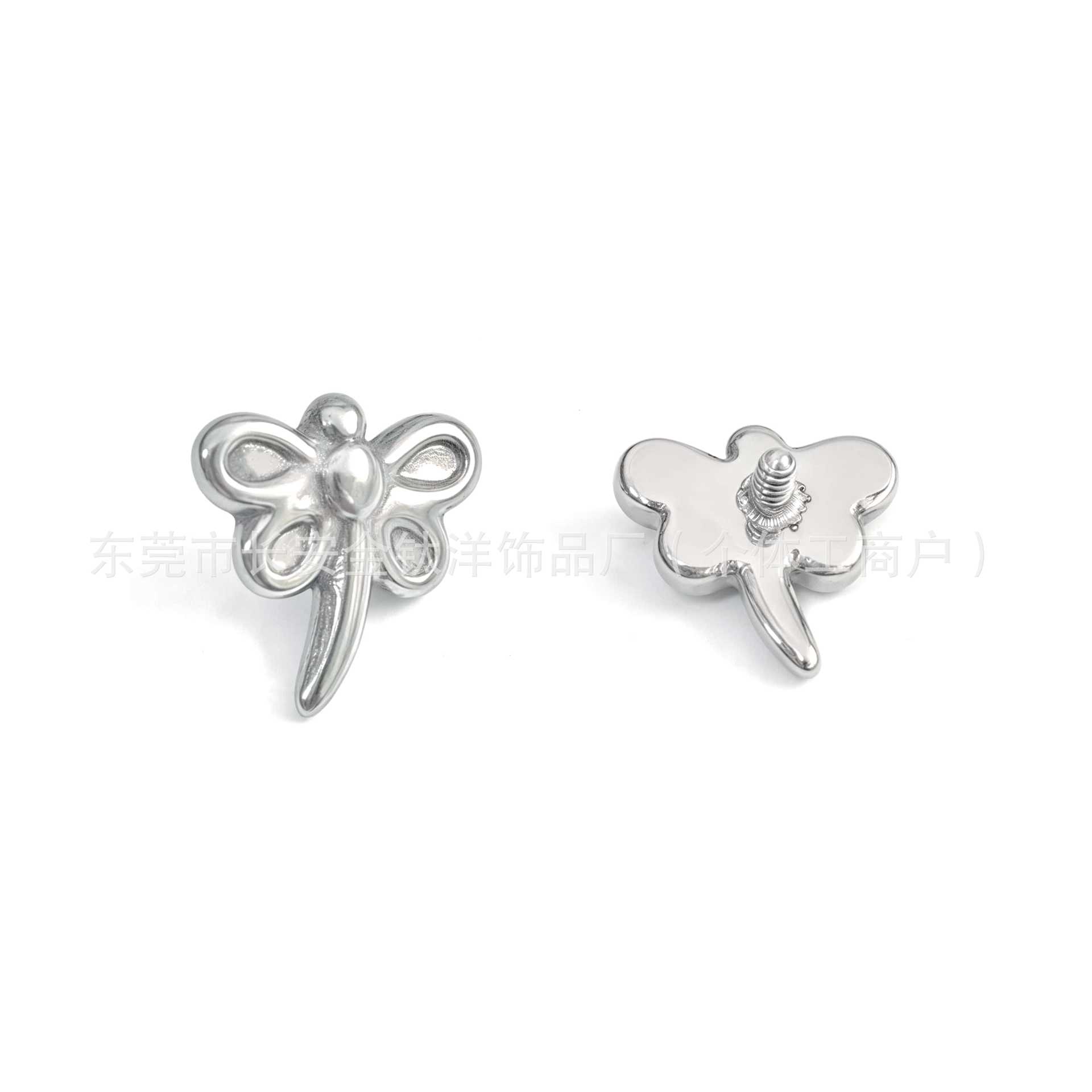 F136 Titanium Finely Carved 3D Dragonfly Animal Ear Studs Nose Studs Ear Bone Studs G23 Titanium Body Piercing Jewelry detail image 7