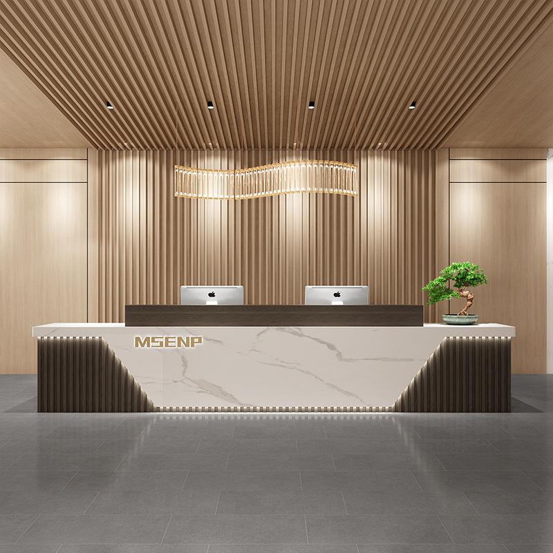 简约现代公司前台接待台酒店大厅迎宾台美容院收银台培训机构吧台