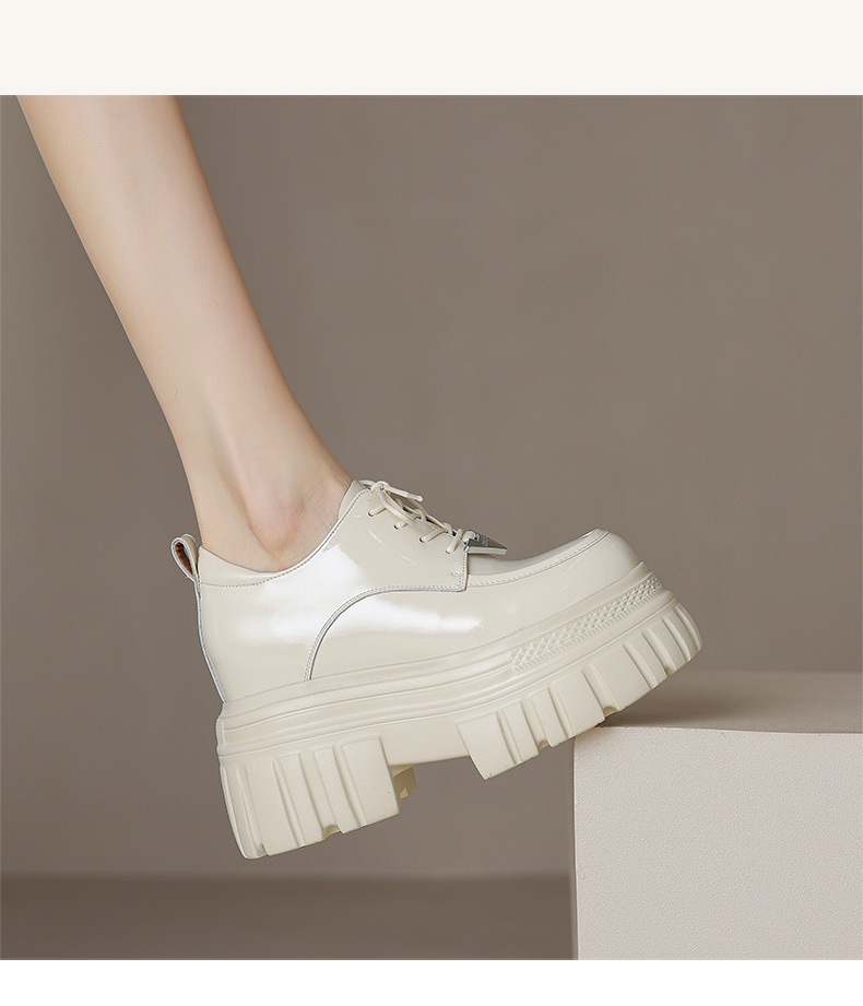 Giày loafer nữ đế xuồng platform buộc dây, gót ẩn tăng chiều cao — màu đen chi tiết 11