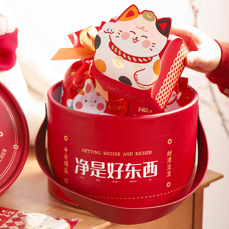 2025年新年抱抱桶大型手提ギフトボックス包装蛇年春節新年ベーキング用品お菓子空箱|undefined