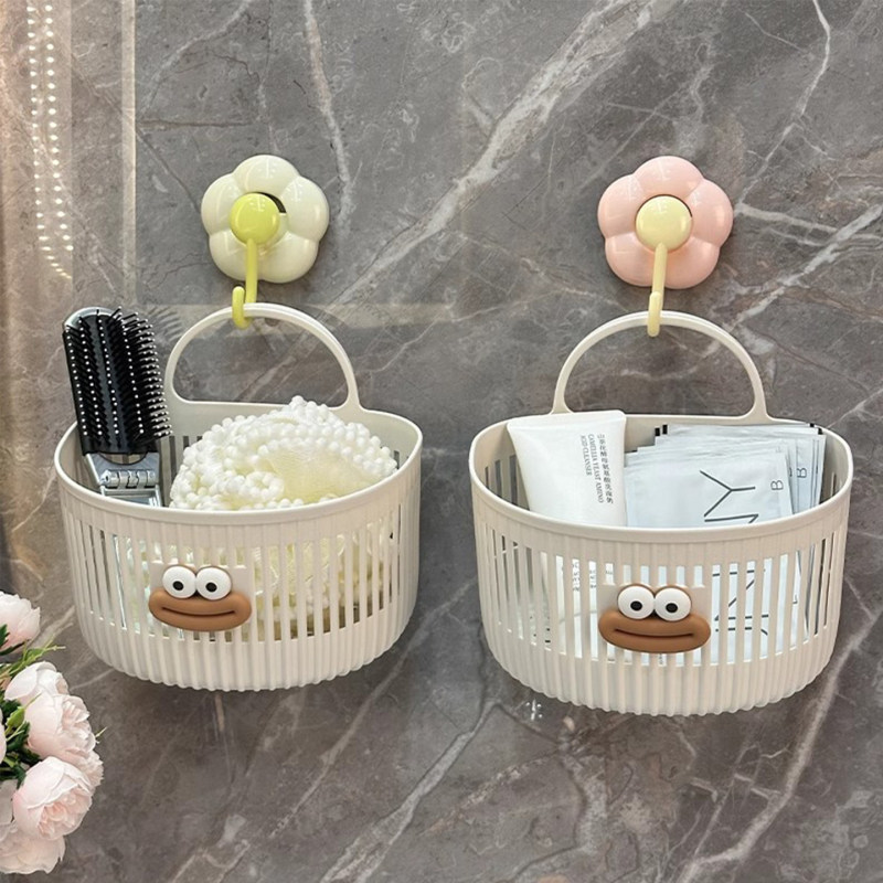 Multifunctional Hollow Storage Basket for Household Kitchen Clutter, Dormitory Bedside, Bathroom, and Shower, No-Drill Hanging Storage Rack