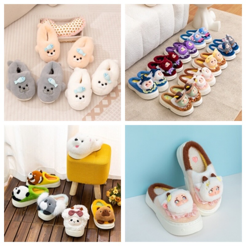 Winter Children's Cotton Slippers for Boys and Girls, Warm, Non-Slip, Fleece-Lined, Parent-Child Matching, Closed-Back, for Toddlers and Babies