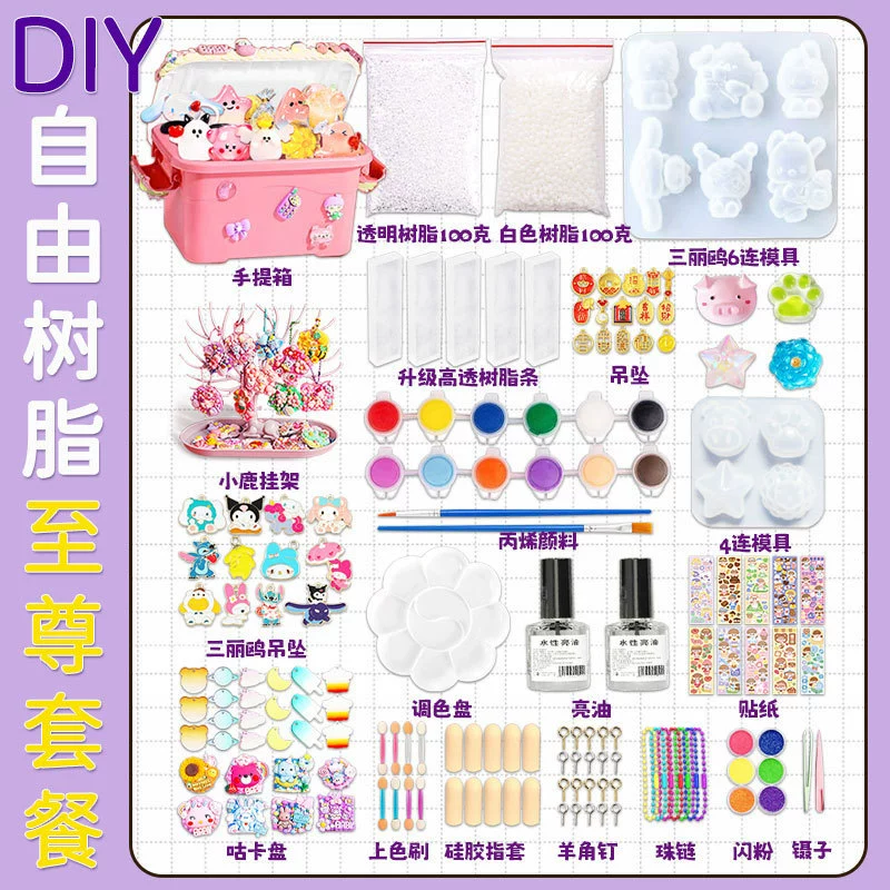 Glue handmade, set, transparent clay, pendant, full set