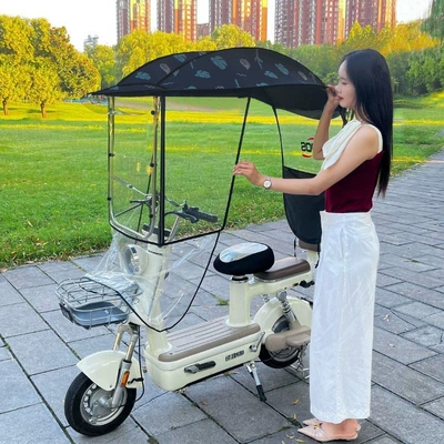 Elektromobil üçün ön şüşə çətiri (günlük) bike rain cover, adjustable and - colorful-leaves-hardboard-with-side-guard-large-window-the-car-has-rearview-mirrors-take-a-photo-of-this-model