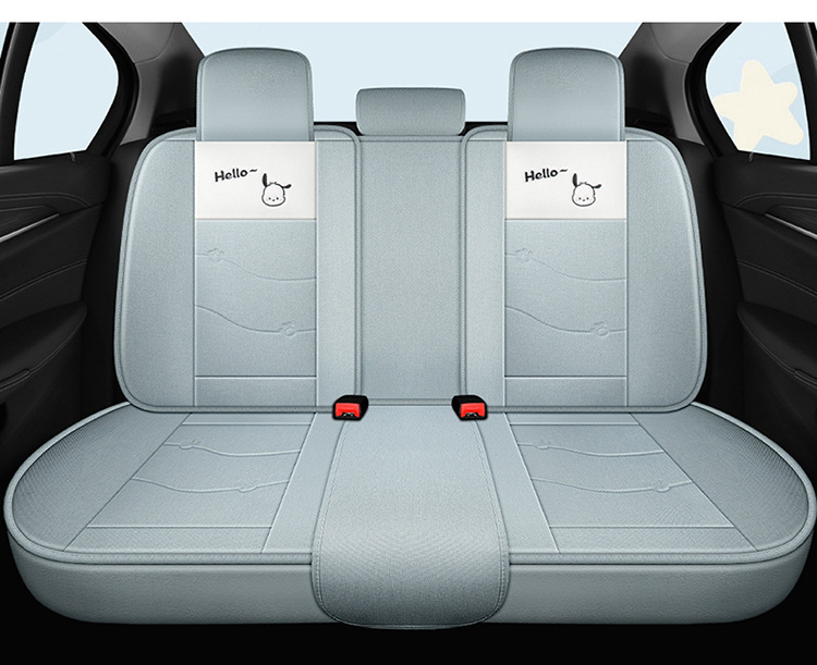 Car Seat Cushion, Universal for All Seasons, Full-Cover Linen Fabric Seat Cover, Cartoon Seat Cover, Fully Enclosed Seat Cushion, Seat Cover with Ventilation