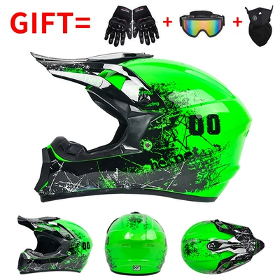 Mountain Bike Full-Face Helmets, Go-Kart, Motorcycle Safety Supplies - green-00-exclusive-for-foreign-trade-includes-three-piece-gift-set-s55-56-head-circumference
