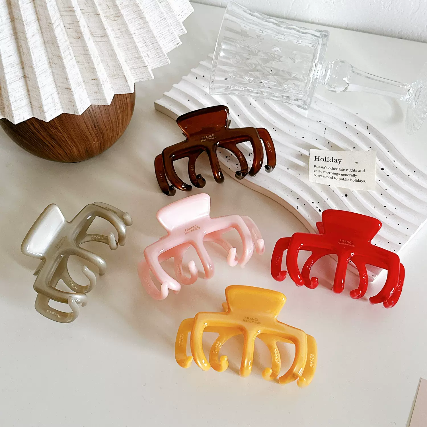 朵薇饰品加厚4MM百搭醋酸发夹高级感金标鲨鱼夹大发量抓夹女发饰