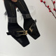 2024 Summer New Style High Heel Sandals Fashionable and Elegant Square Head Metal Buckle Slim Heel Sandals