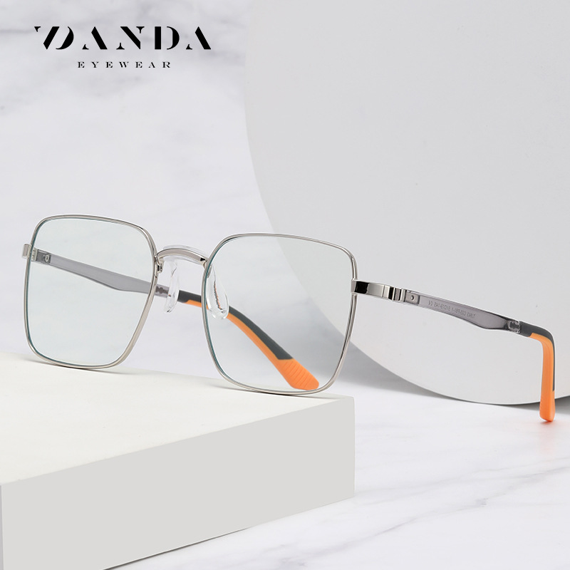 2023 nuevo anti-azul gafas de luz cara grande adelgazamiento metal grandes gafas de Marco TJ843 hombres y mujeres mismo estilo gafas lisas