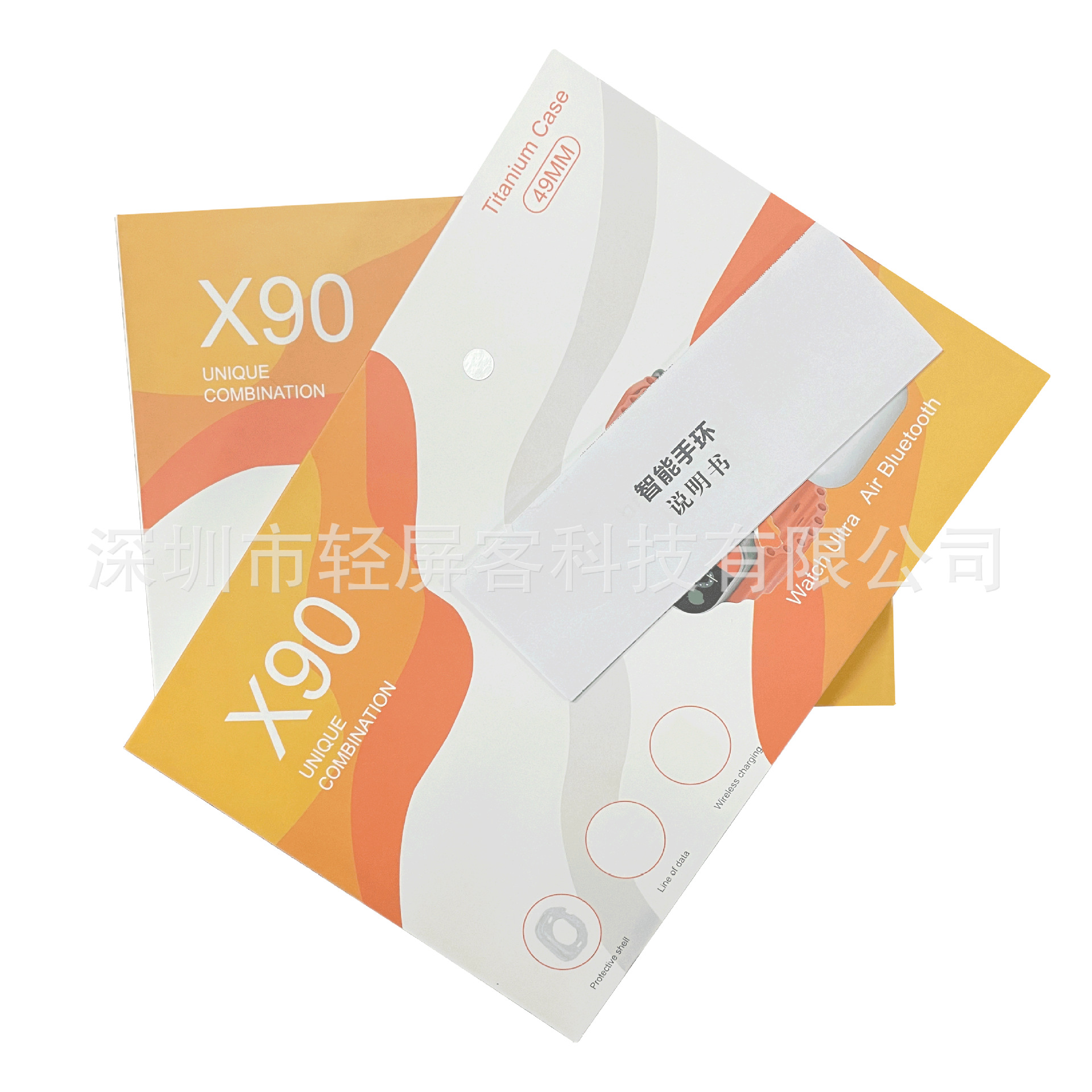 X90 Smart Watch Set Bluetooth Call Heart Rate Blood Oxygen Message Push 2.01Inch Bluetooth Headset Set