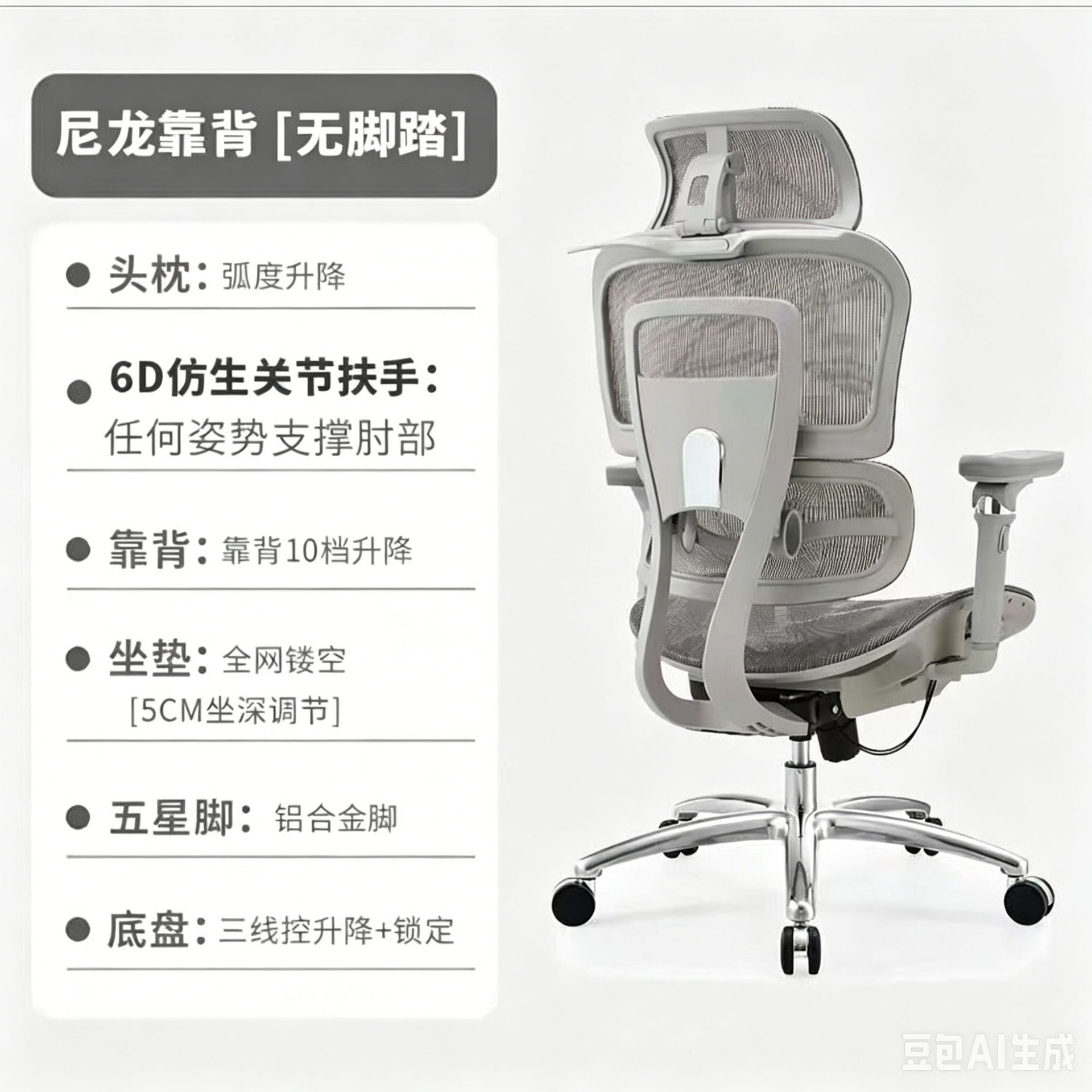 6D+회색 무리 드래곤 패턴 메쉬+4단계 방폭 에어로드+나일론 등받이+앉아 깊이 조절 가능