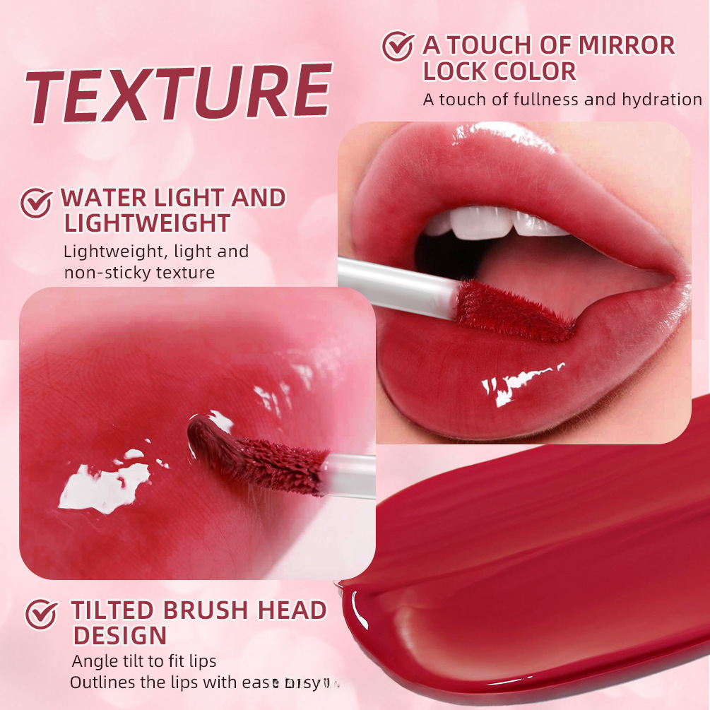 QIBEST mirror glossy lip glaze glass toot lip moisturizing lip oil white lipstick lip gloss makeup wholesale