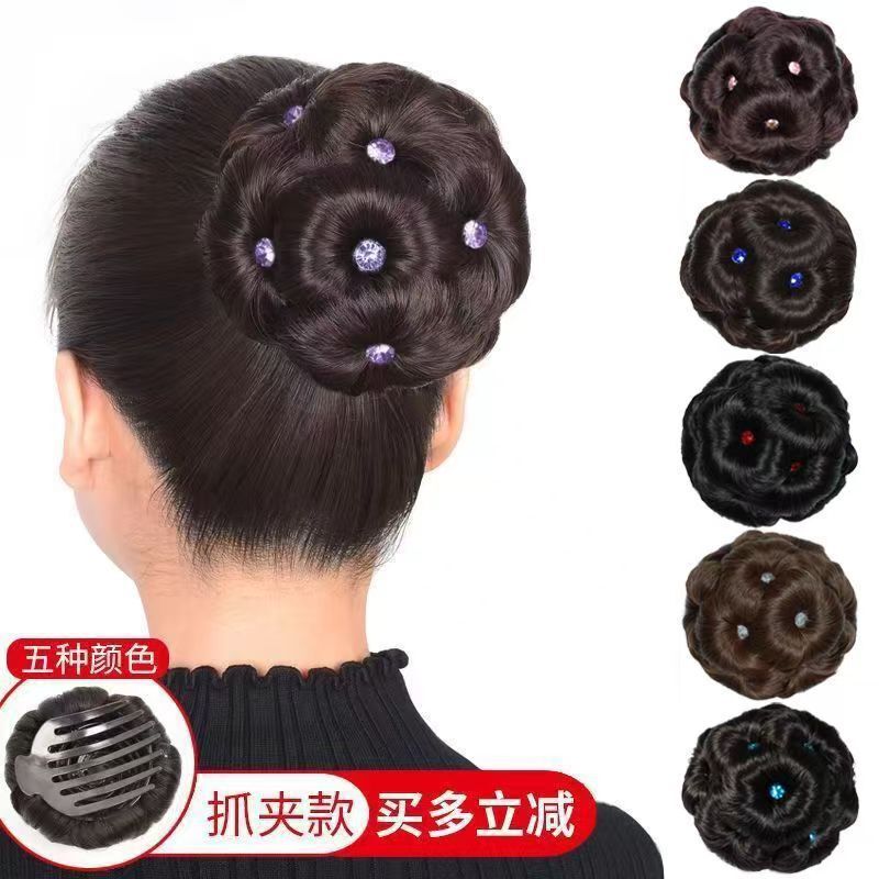 Wig for Women with Nine Flowers Inlaid with Diamonds, Various Colored Diamonds, Nine Flowers Wig, Nine Flowers Hairpin, Wig Hair Bag Wig for Women with Nine Flowers Inlaid with Diamonds, Various Colored Diamonds, Nine Flowers Wig, Nine Flowers Hairpin, Wig Hair Bag