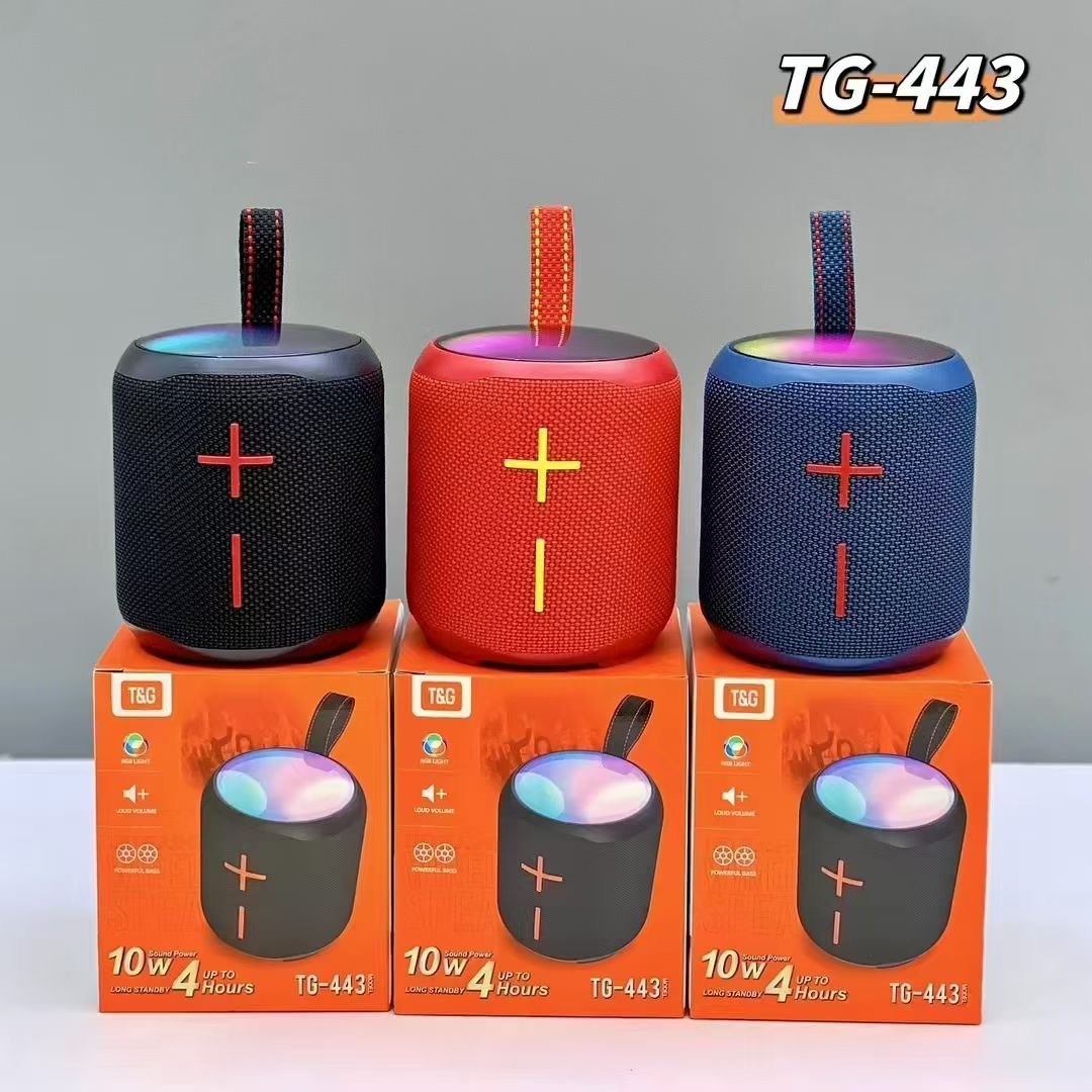 국경 새로운 TG443 무선 블루투스 스피커 야외 휴대용 서브 우퍼 RGB 조명 USB 천 그물 스피커