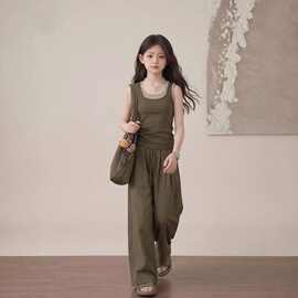 女童夏套装新款儿童独特漂亮衣服大童韩系穿搭运动背心高级两件套