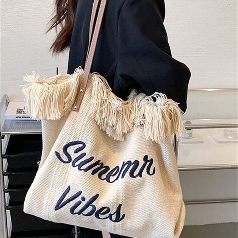 2022 New Arrival Muppet Powder Fashionable Letter Tote Bag All-match Large Capacity Portable Shopping Bag Shoulder Bag
