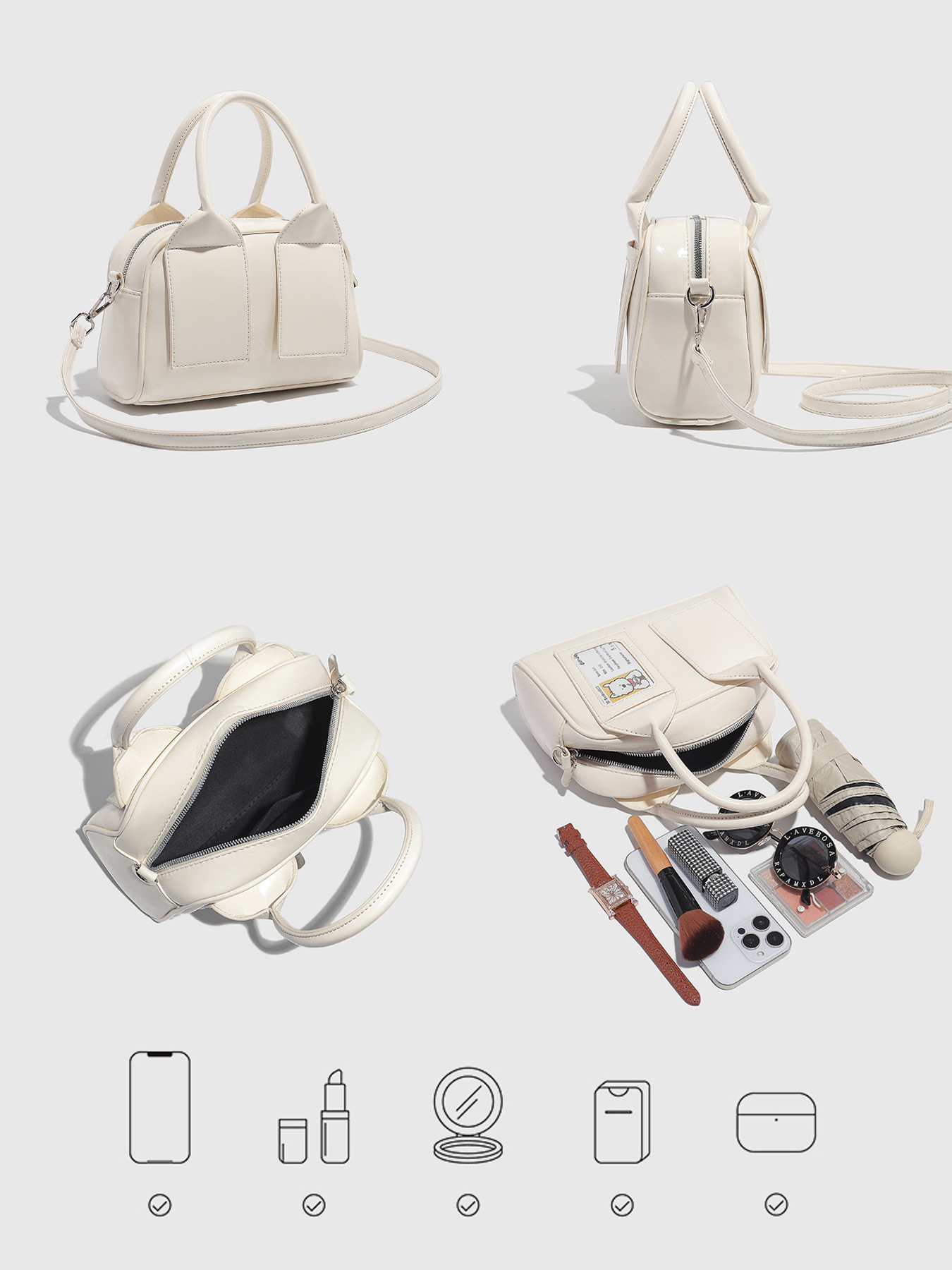 Bolsa bowling feminina elegante mala tiracolo da moda_voghion.com