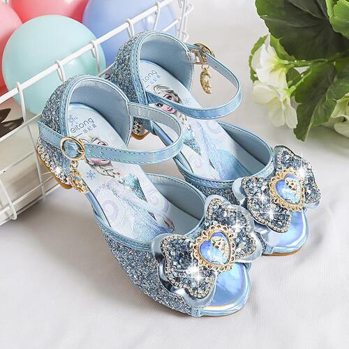Girls Sandals Elsa Princess Shoes Summer New Internet Celebrity Open-Toe Crystal Children's Shoes Frozen Sequin Children's Shoes