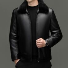 恒源祥新品水貂内胆山羊皮衣2025水貂翻领冬季高端山羊皮衣外套潮