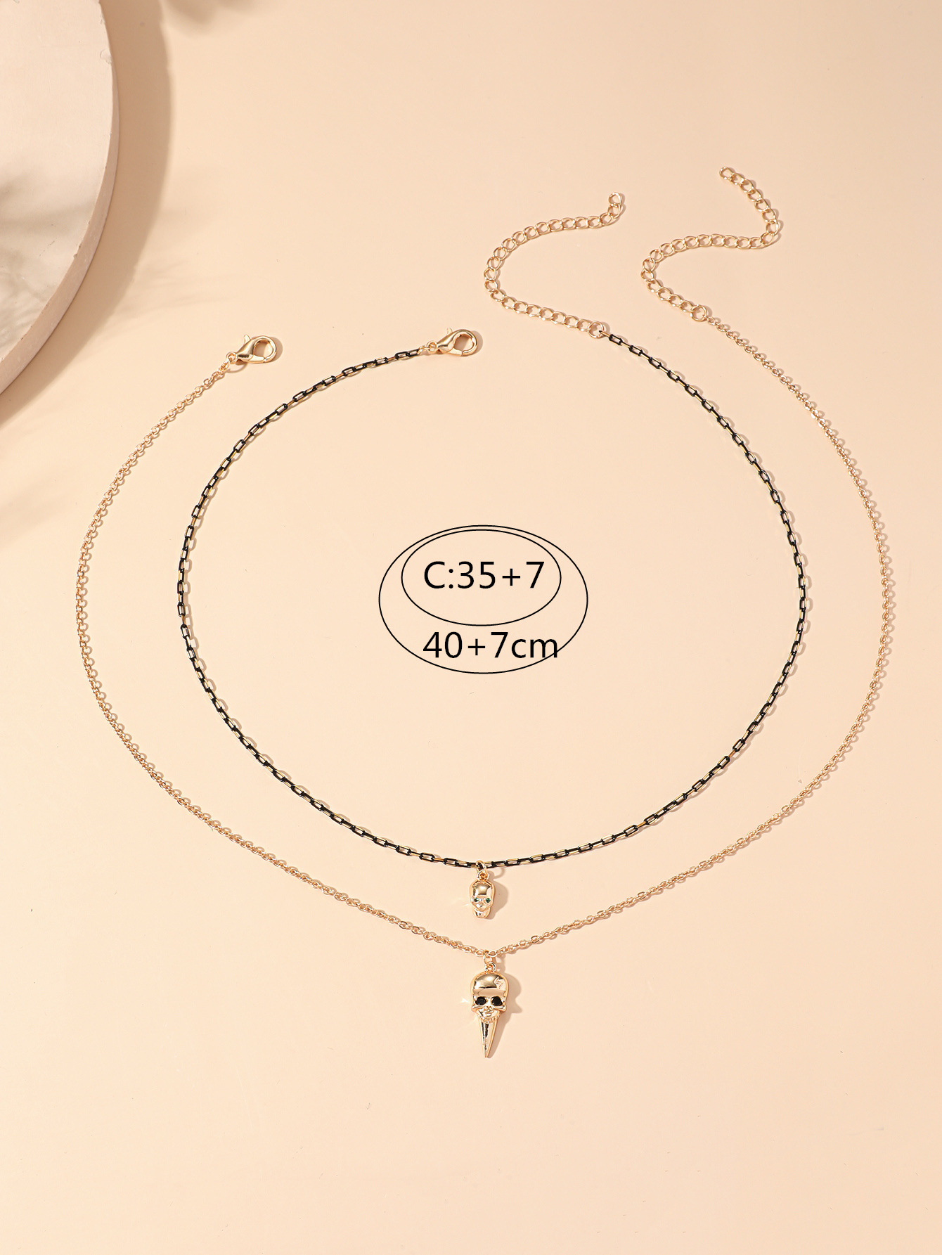 Copper Material Halloween Festival Fashion Skull Copper Plating Pendant Necklace 1 Piece