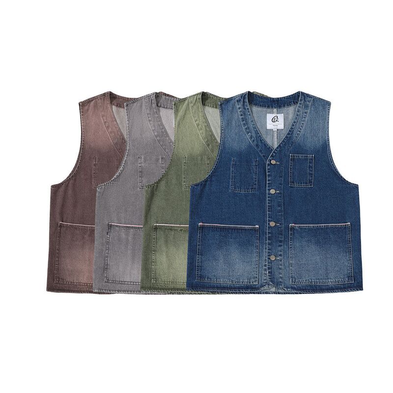 Fudole X Ropucha 2024 Autum Denim Vest Genderless Couple New Sleeveless Vest Fb206