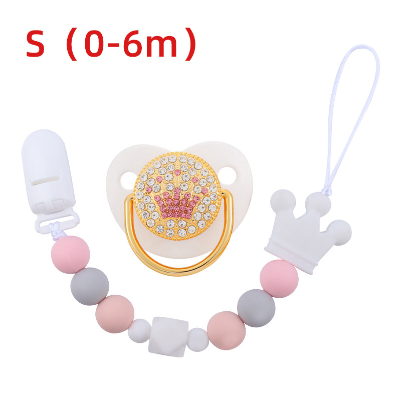 Bebé suministros corona chupete bebé silicona corona perlas mordedura chupete cadena anti-caída traje de cadena Nuevo