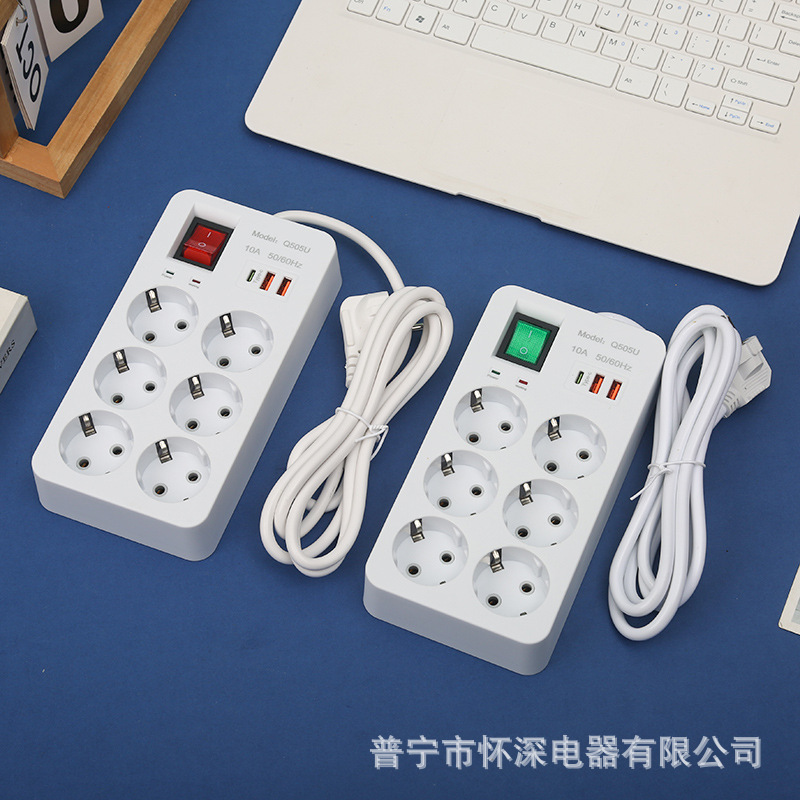 2USB + 1Type-c interruptor de cabeza de doble indicador enchufe de orificio europeo estándar europeo ruso neutral