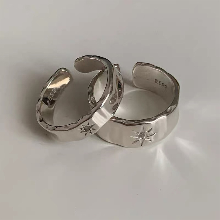Irregular Star Mans Metal Opening Ring Female Niche Design Retro Personality Simple All-match Elegant Ring Ring