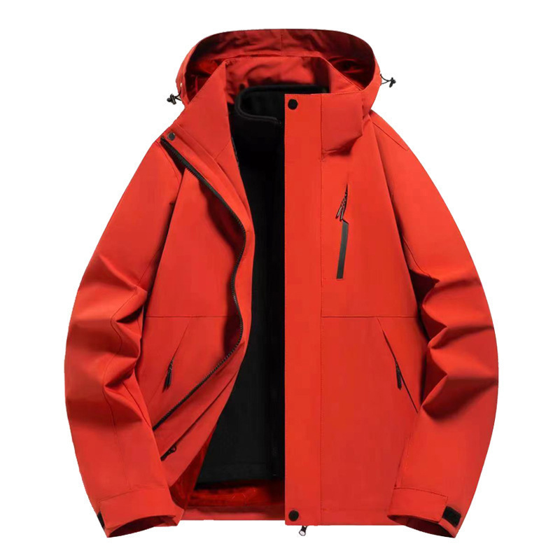 2024 New Group Purchase Large Size Jacket Warm Outdoor Two-Piece Set Detachable Windproof and Rainproof Mountaineering Three-In-One