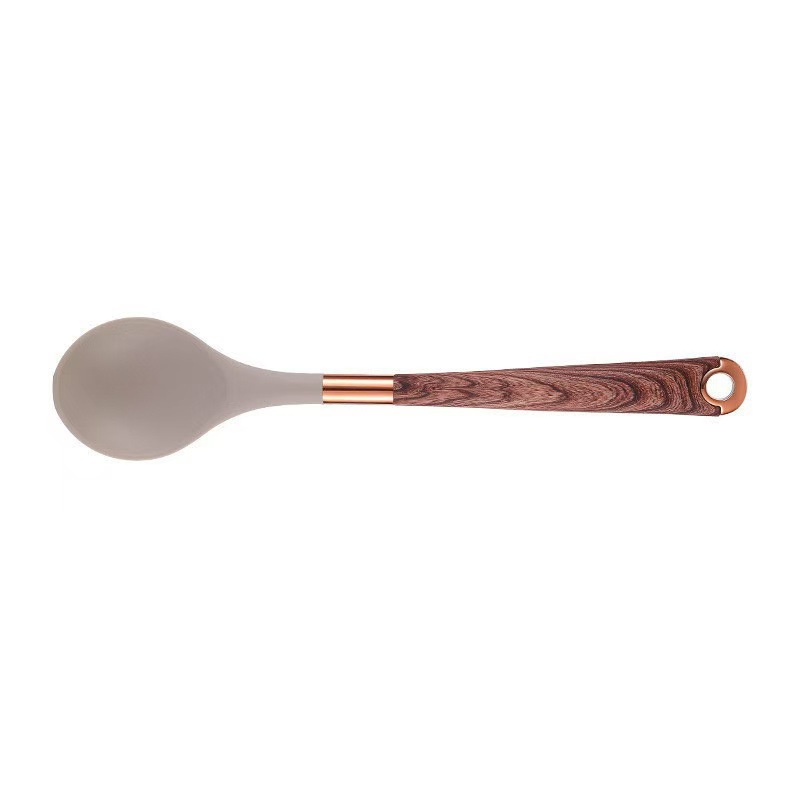 Nuevo conjunto de cocina de silicona transfronteriza 11 piezas de mango de madera chapado en oro no pegajoso de silicona 10 piezas en stock