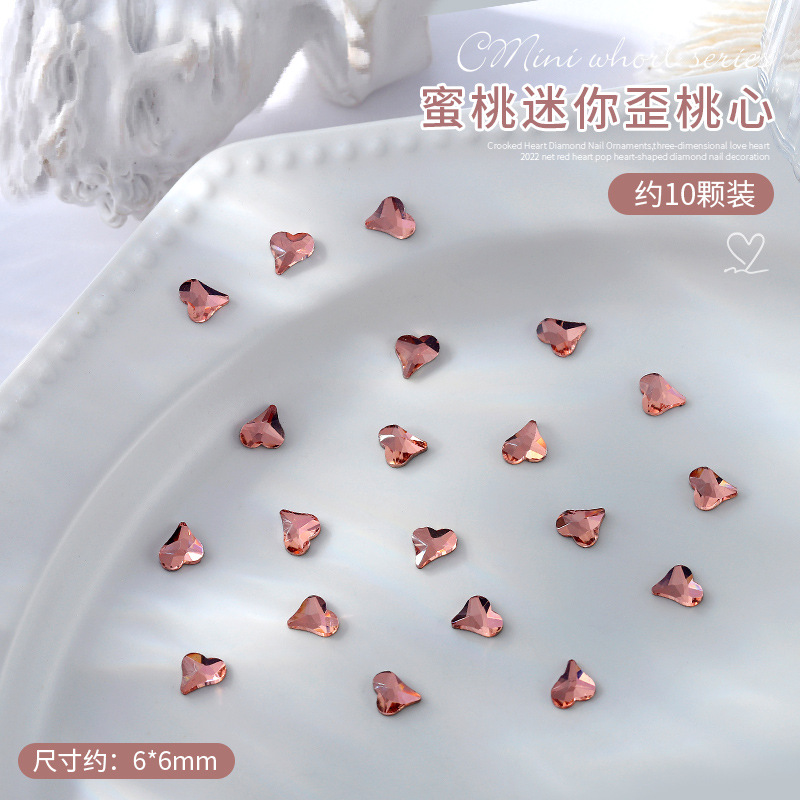Arte de uñas Crooked Heart Diamond Flat Crystal Love Diamond Mini tamaño pequeño diamante de color mágico Super Flash diamante plano 10 piezas tienda mixta image 9
