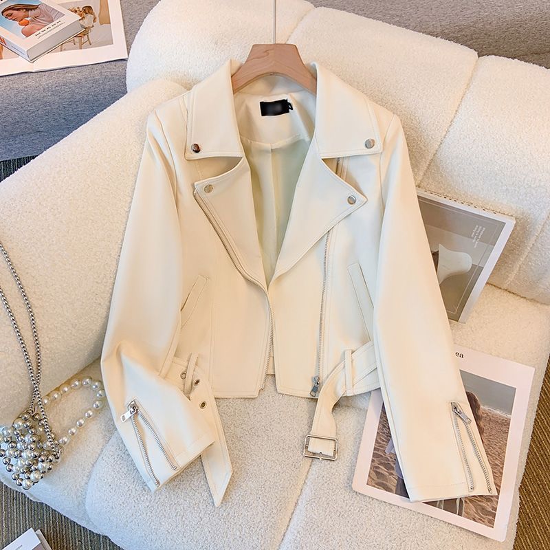 Short Leather Jacket for Women, Spring and Autumn 2026 New Style, Hong Kong Style Popular Design, American Retro Pu Leather Jacket