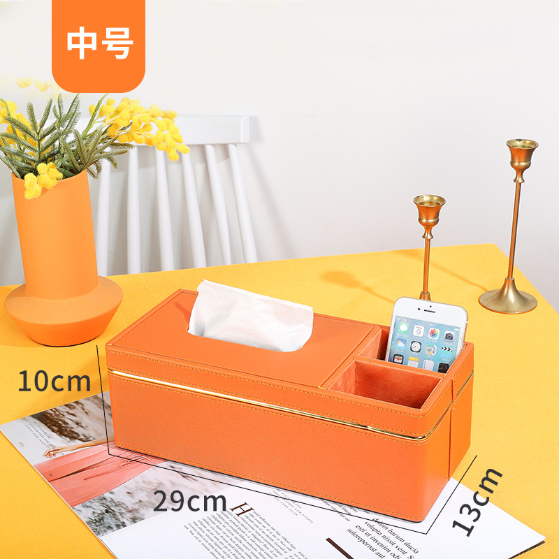 Caja de tejido hogar sala de estar escritorio creativo multifuncional caja de tejido Luz de lujo servilleta de cuero caja de almacenamiento de control remoto