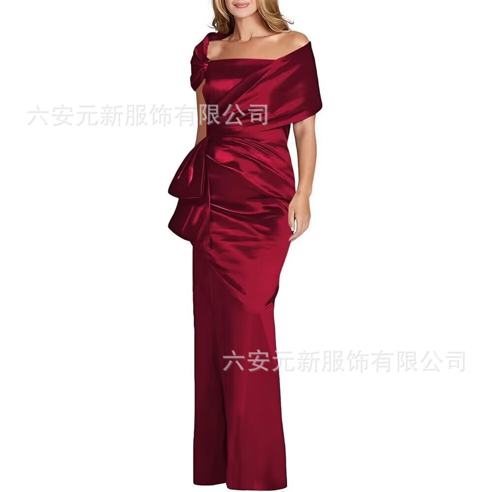 Comercio exterior de Europa y los Estados Unidos Amazon AliExpress nuevo vestido de baile de satén de cola de pez azul tibetano vestido de boda de madres