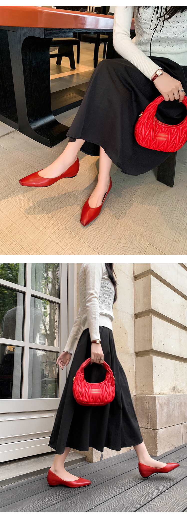 Giày cao gót nữ mũi nhọn miệng nông phong cách Hàn Quốc, gót dày dốc — đen chi tiết 9