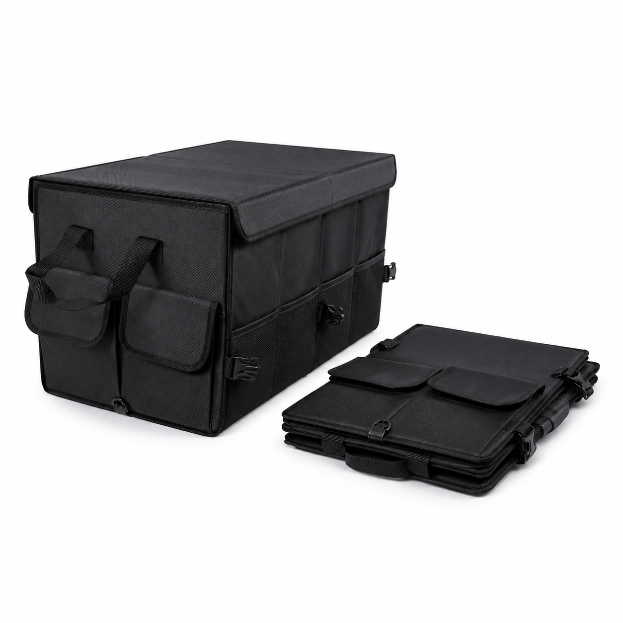 Amazon car trunk storage box with lid, foldable compartment organizer, large capacity for home and car use