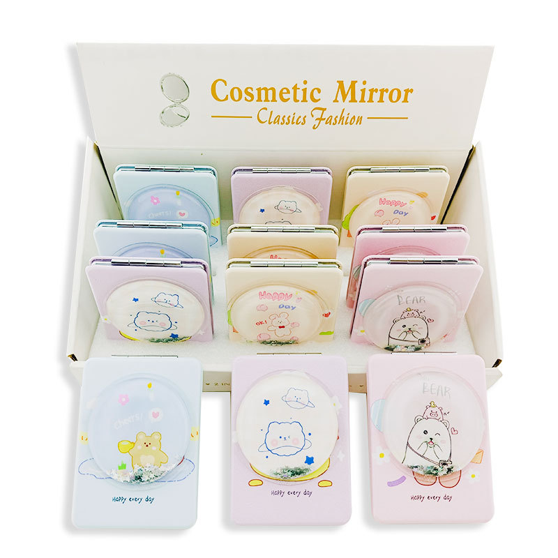 The new rectangular cartoon soft sand dual mirror handheld makeup…