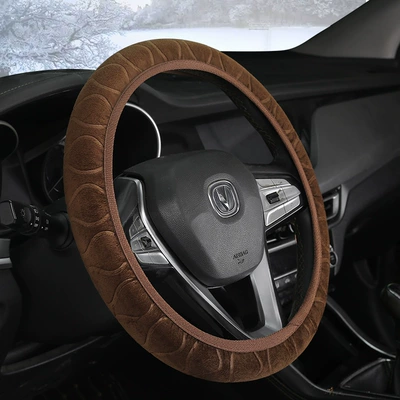 steering wheel cover without inner: Steering wheel cover - petal-coffee-38cm