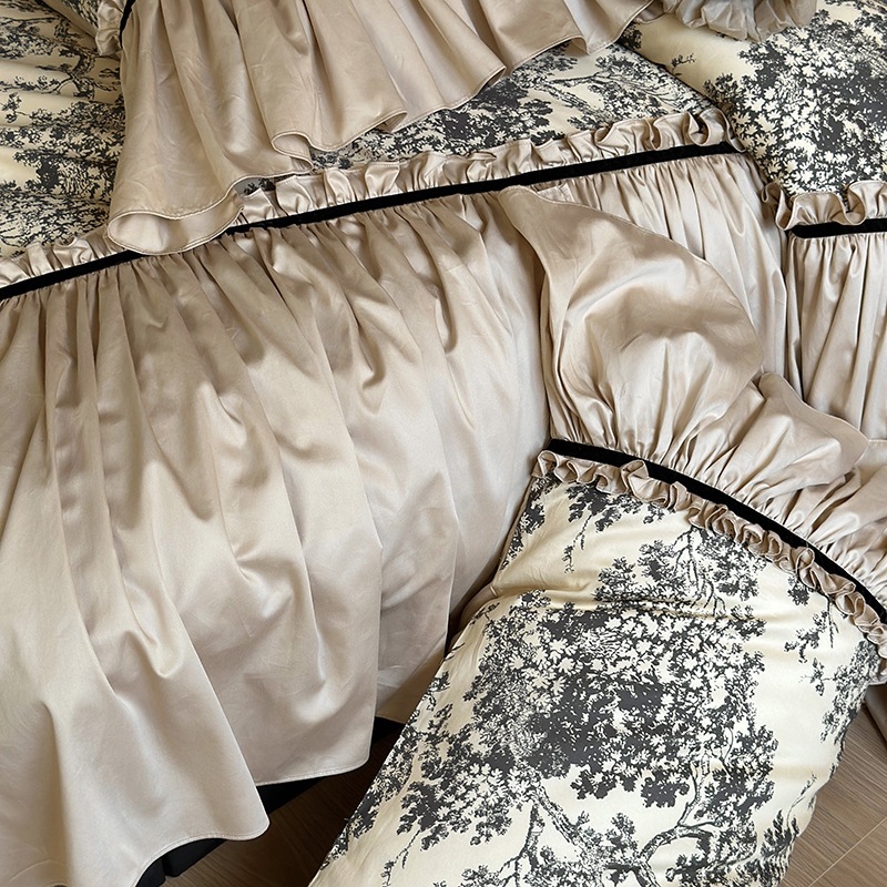Conjunto de cama 4 peças estilo boho vintage francês_voghion.com