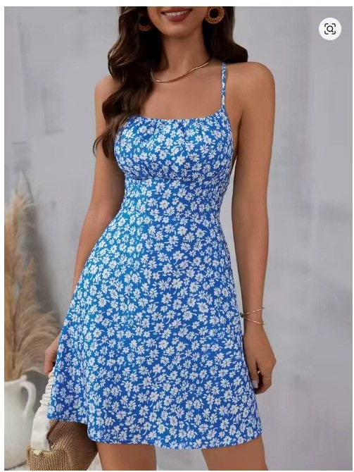 Women's Sexy Backless Floral Print Halter Dress – High Waist Slimming Casual Summer Gown_ecoleips.com