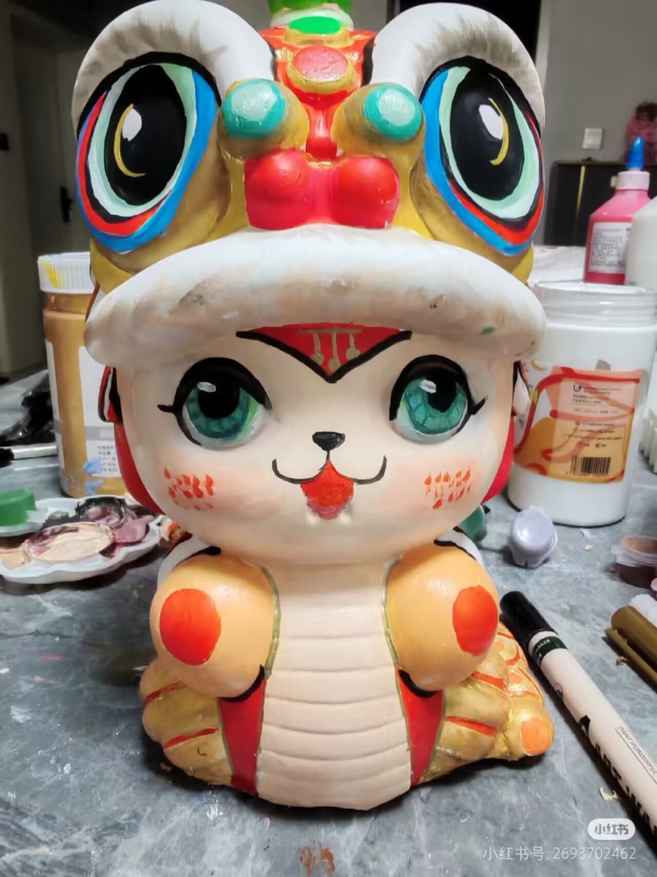 인기있는 사자 각성 뱀 20cm 석고 인형 라텍스 몰드