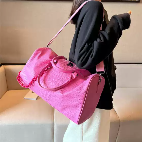 Large Capacity Soft Leather Water-Resistant Gym Bag Weekender Overnight Bag New Lightweight Cross-border Travel Duffel Bag Trendy Women