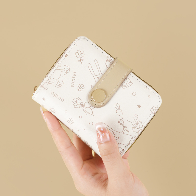 Simples y lindos gatitos de estilo japonés damas hebilla cambio de mano con bolso corto multifuncional para mujeres