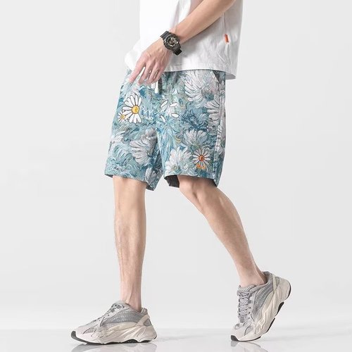 Vintage American Short Shorts Men's Summer Trend Ins Beach Shorts Men's Versatile Straight Leg Comfort Casual Five-Eighth Shorts