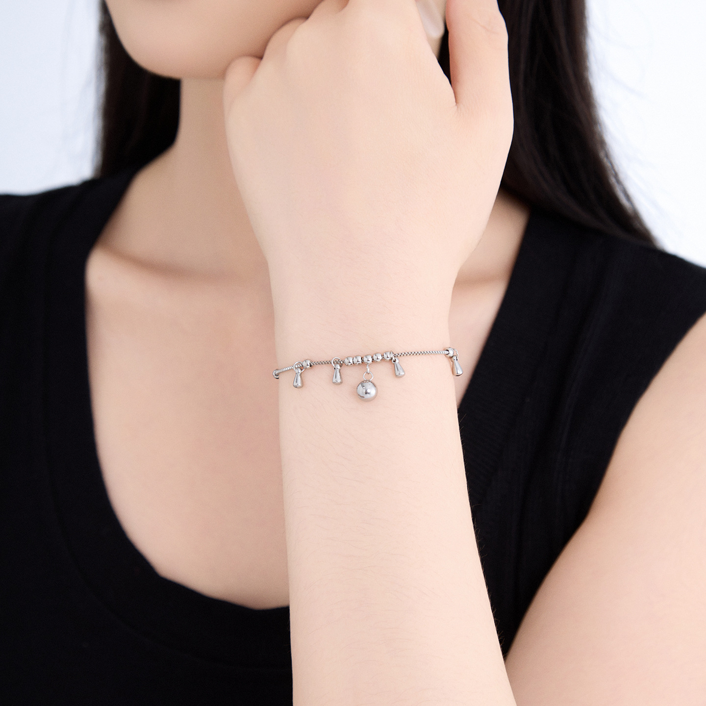 Pulsera con Borla Circular de Acero Inoxidable 304 con Diseño Geométrico para Mujeres