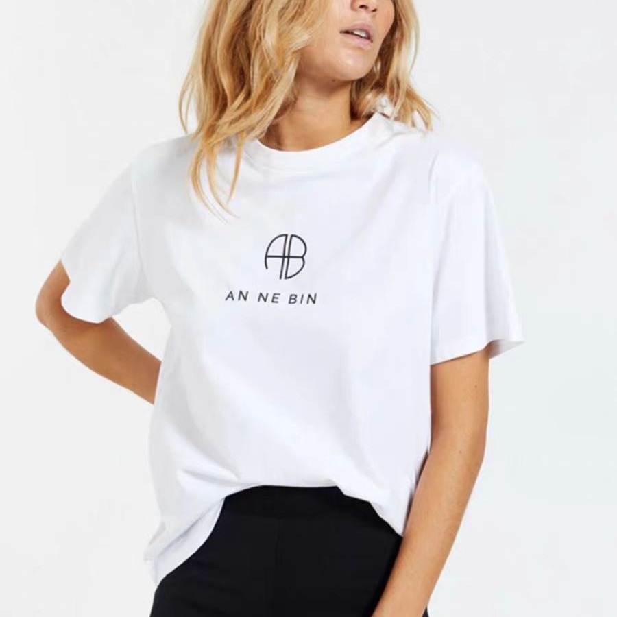 現物 ~ 24新型大衆デザインabアルファベットプリントtシャツシンプル純綿丸襟ゆるい半袖純綿上着