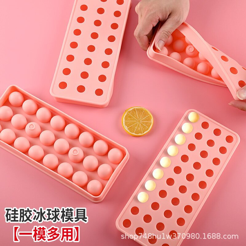 Leche de silicona caliente flujo amarillo molde de llenado de corazón seguro inodoro cubo de hielo cuentas de hielo fácil desmoldeo redondo molde de hockey sobre hielo