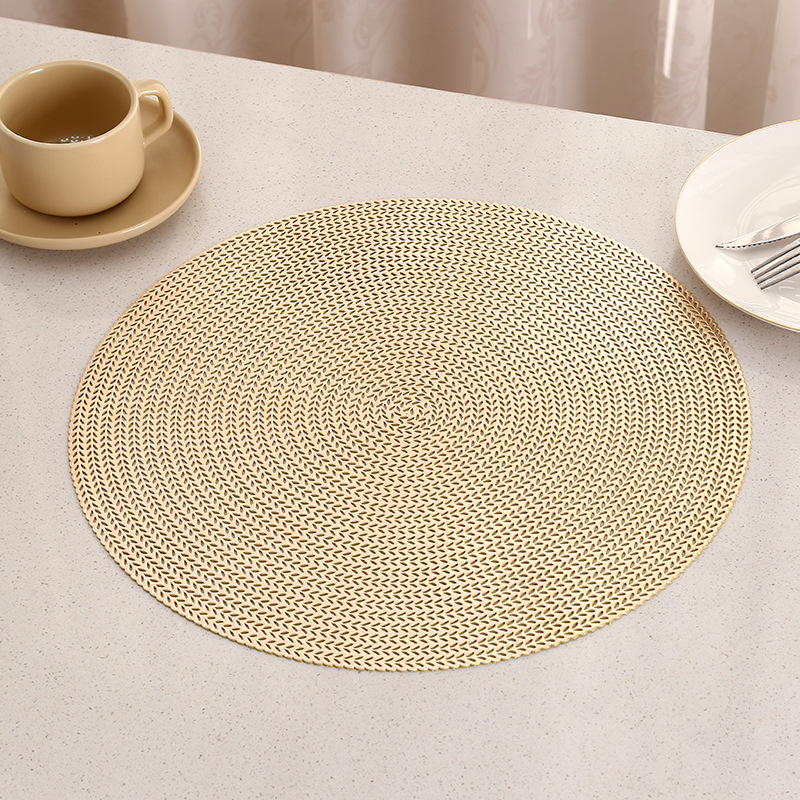 Redondo ondulado punto almohadilla impermeable a prueba de agua a prueba de aceite almohadilla de mesa de PVC simple ligera almohadilla de comedor occidental de lujo superior simple bandera de mesa al por mayor